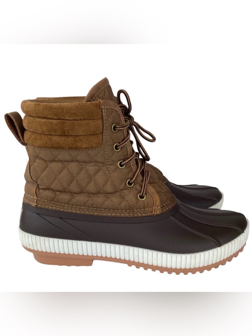 Marley Lilly Quilted Duck Boots Brown Women’s Size 10 Lace Up Outdoor Shoes